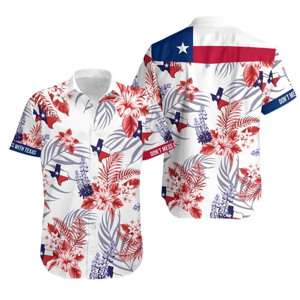 Dont Mess With Texas Hawaiian Shirt Retro State Pride Summer Beach Wear